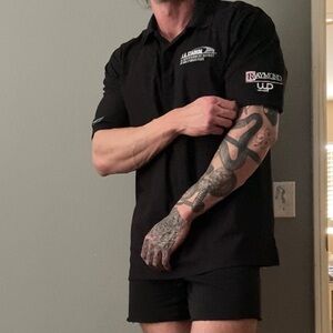 Black retro quarter button up top collar shirt punk oversized short sleeve polo